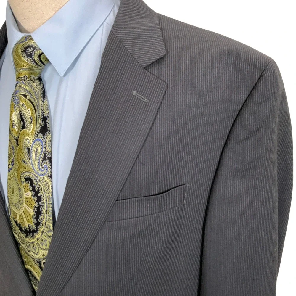 Ralph Ralph Lauren Blazer Men 46L Gray‎ Pinstripe Classic  Wool Suit Jacket